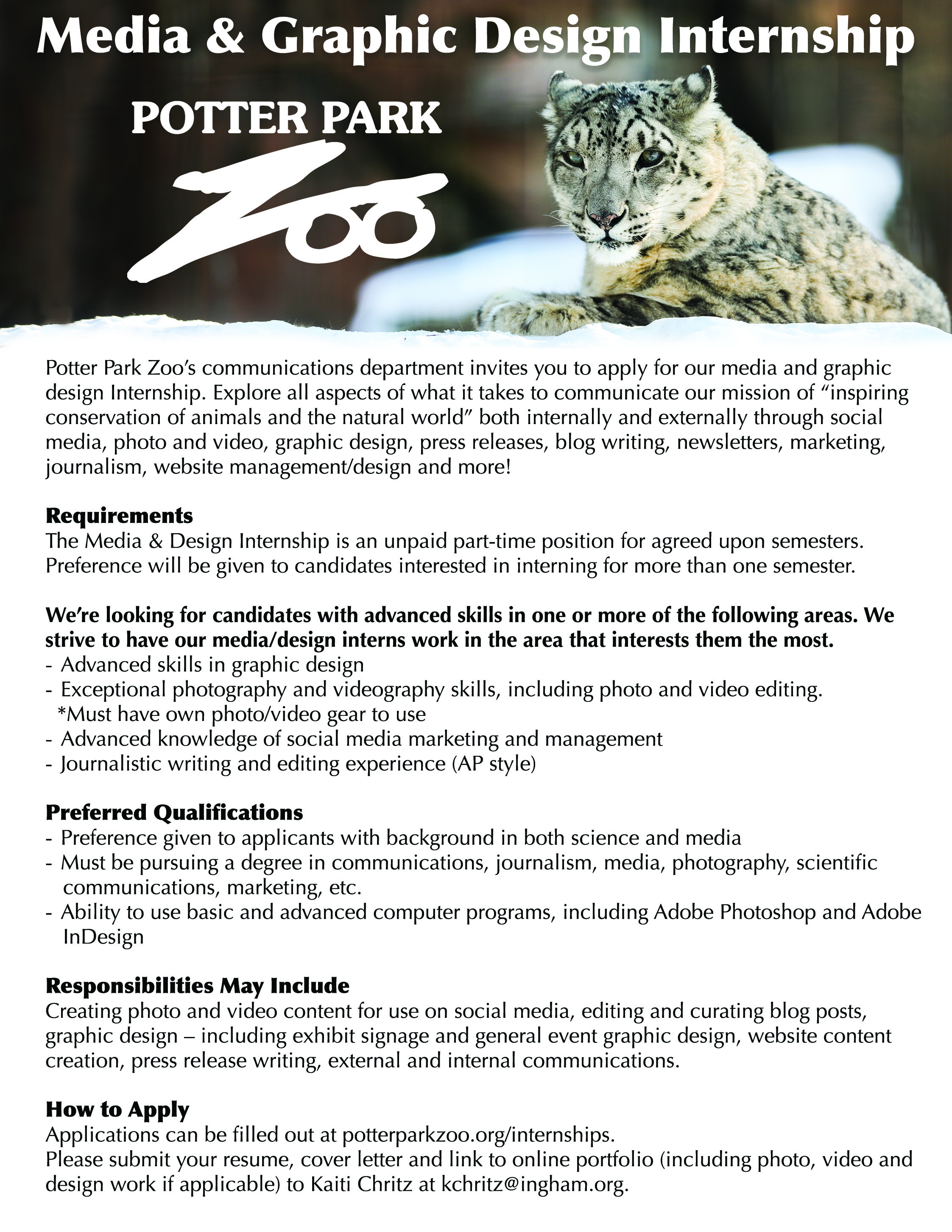 Internships Potter Park Zoo