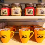 Candles and mugs in the zoo gift shop
