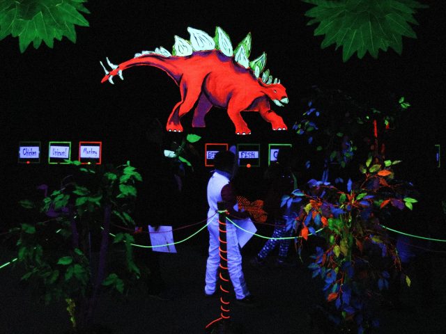 Black light painting of Stegosaurus at Boo at the Zoo