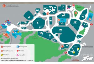 illustrated map of the zoo showing quiet areas.