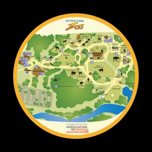 circle graphic showing a map of the zoo.