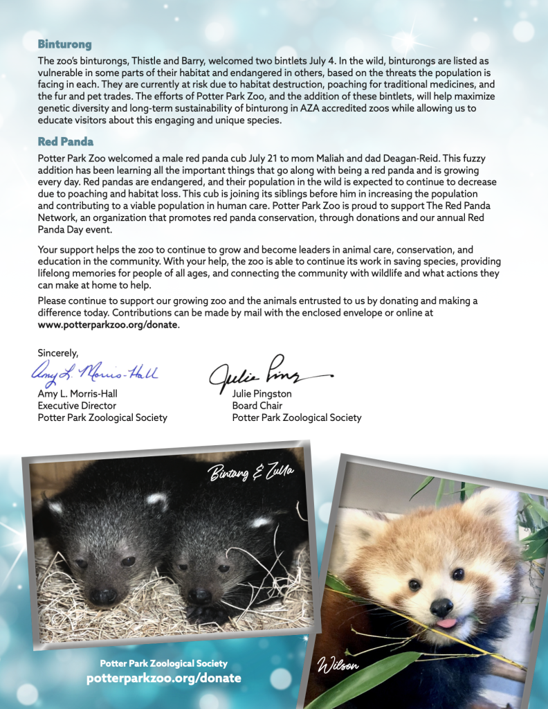 Winter Update Potter Park Zoological Society Potter Park Zoo